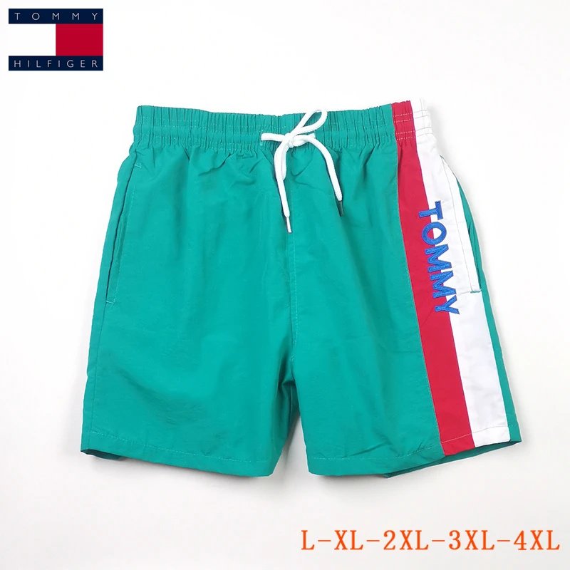 Tommy Hilfiger Flag Stripe Swim Shorts Teal Green