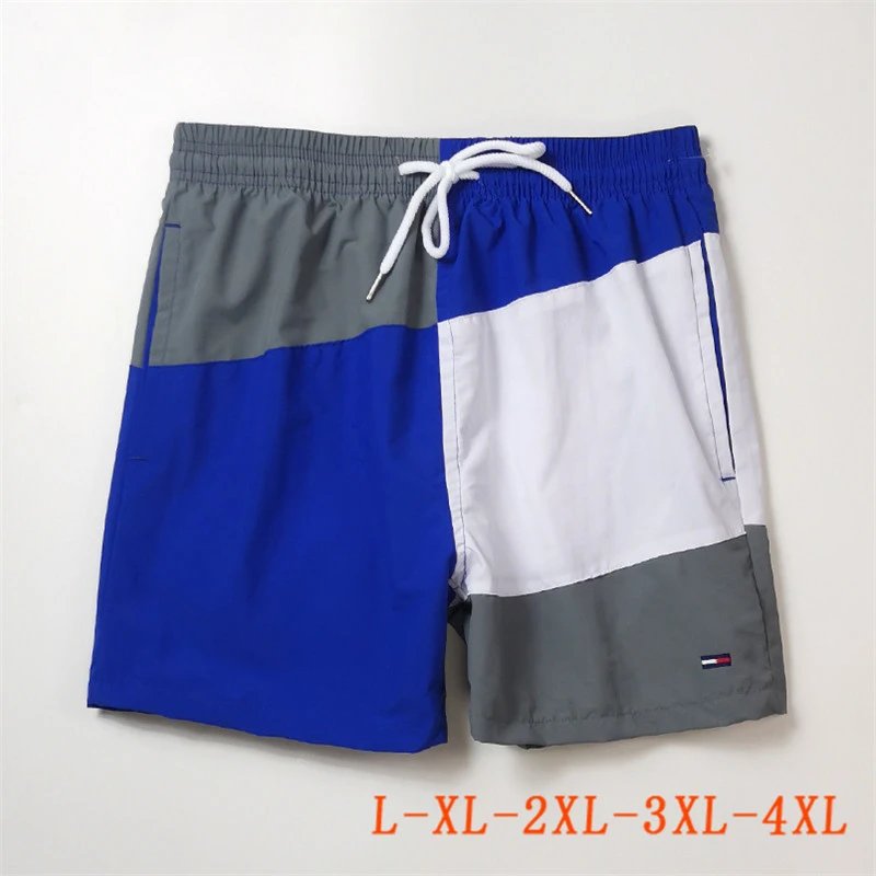Tommy Hilfiger Color Block Patchwork Swim Shorts Blue Grey White