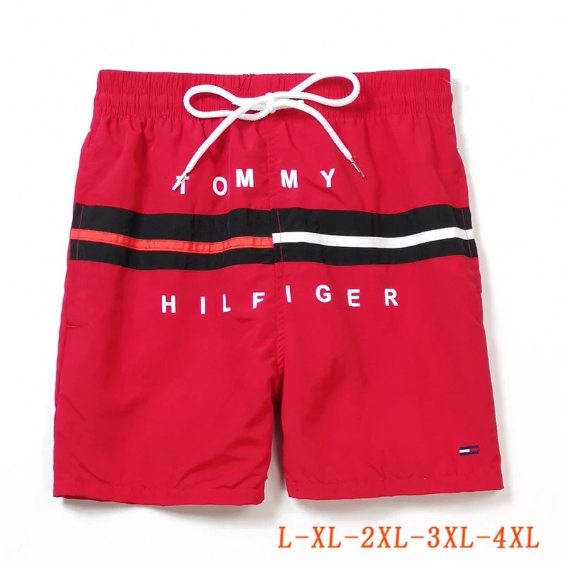 Tommy Hilfiger Stripe Logo Swim Shorts Red Black White