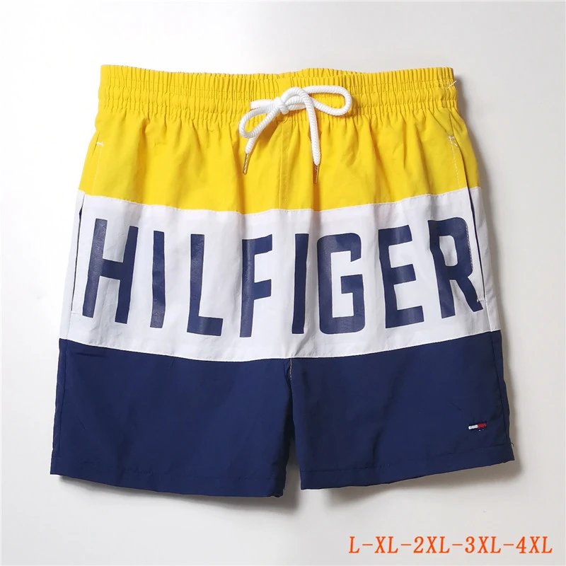 Tommy Hilfiger Hilfiger Block Logo Swim Shorts Yellow White Navy