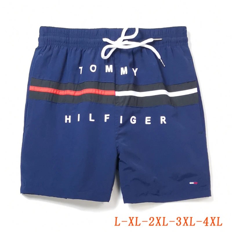 Tommy Hilfiger Stripe Logo Swim Shorts Navy Red White