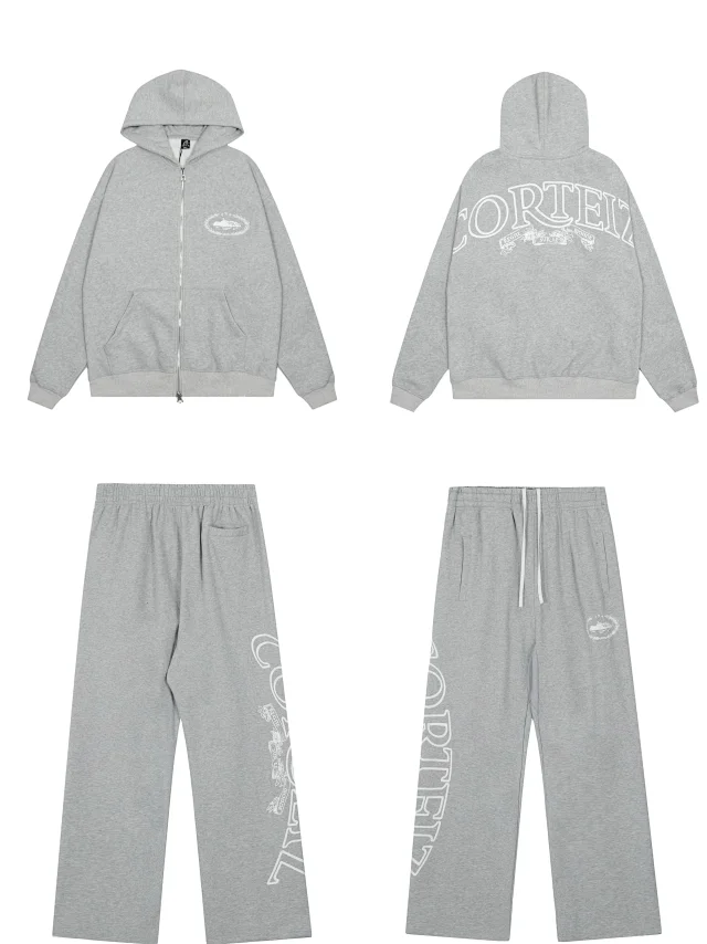 Corteiz Matching Sets Graphic Print Zip-Up Hoodie and Sweatpants Set product detail image 3