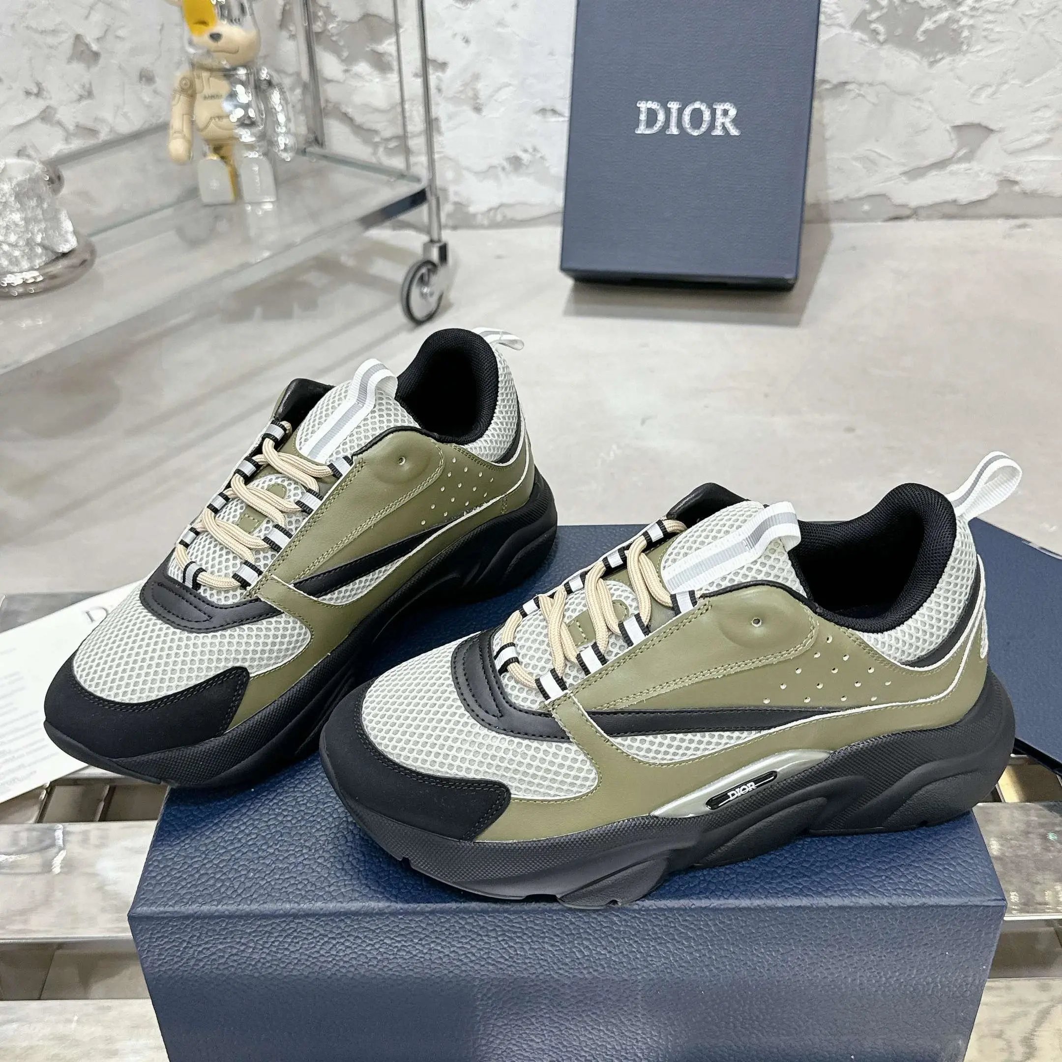Dior B22 Sneaker Khaki White Black