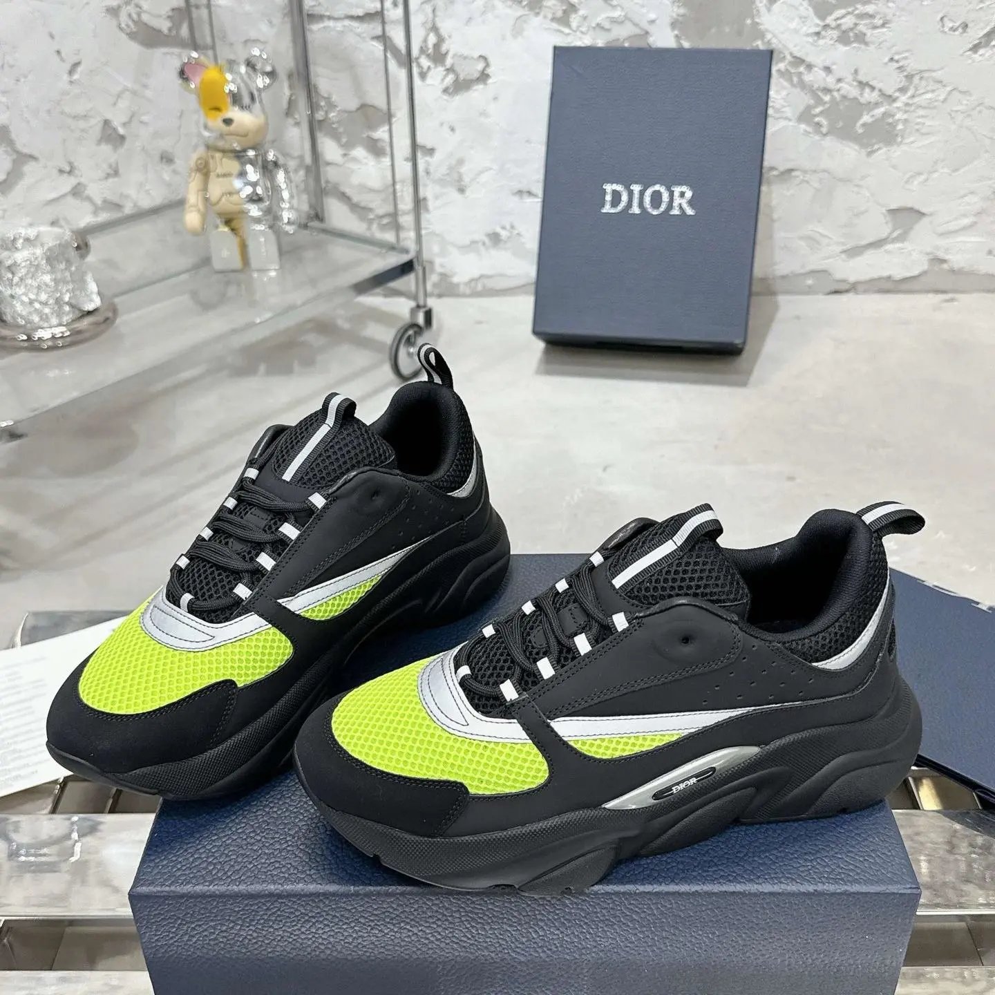 Dior B22 Sneaker Black Neon Yellow