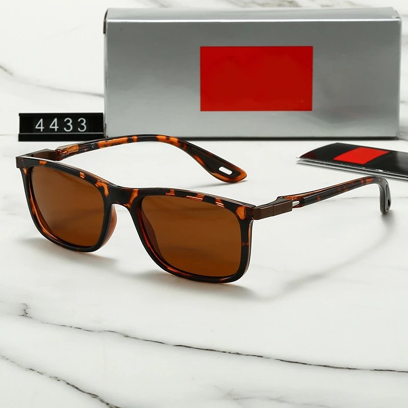 Design Tortoiseshell Rectangular Sunglasses Brown Lens - 1