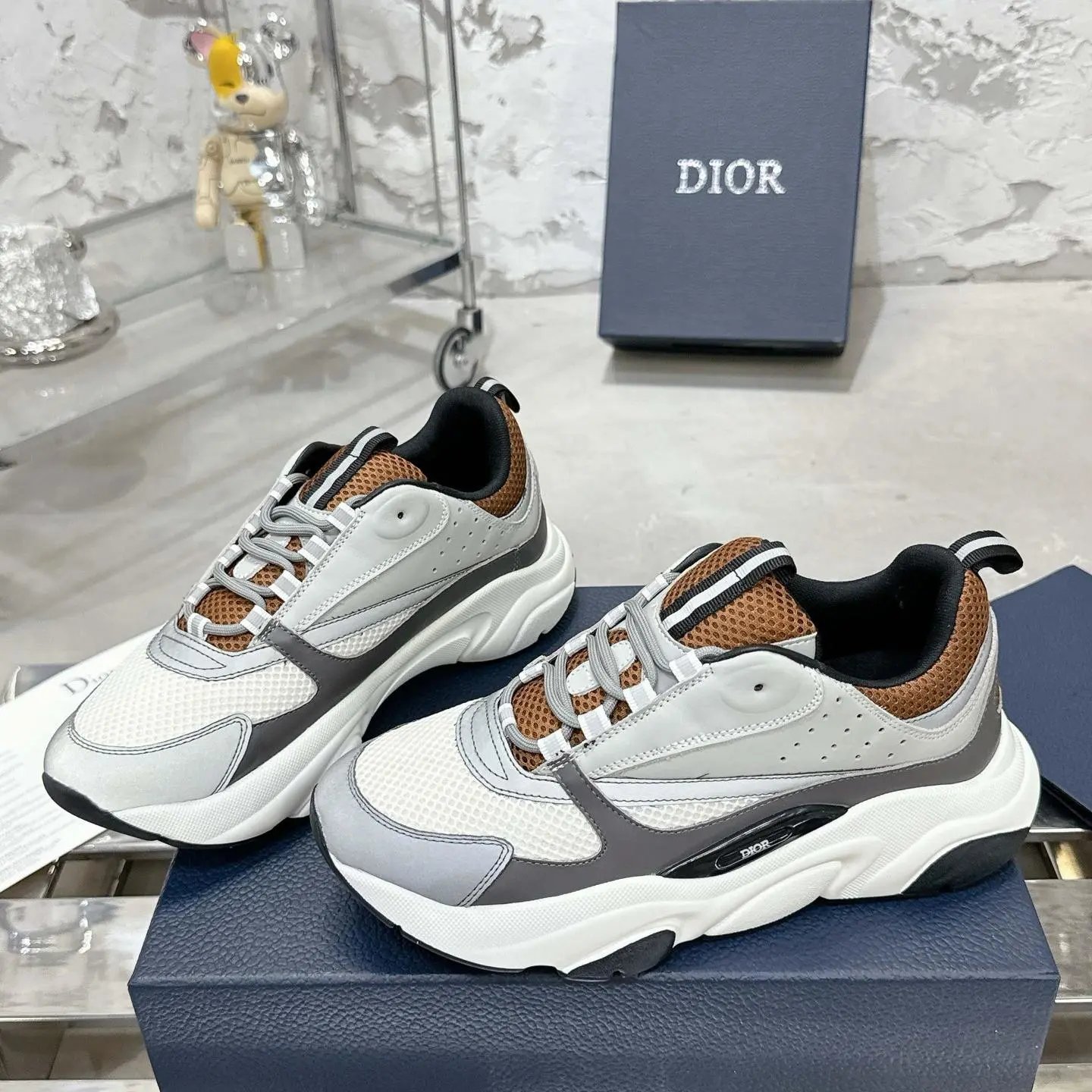 Dior B22 Sneaker White Gray Brown