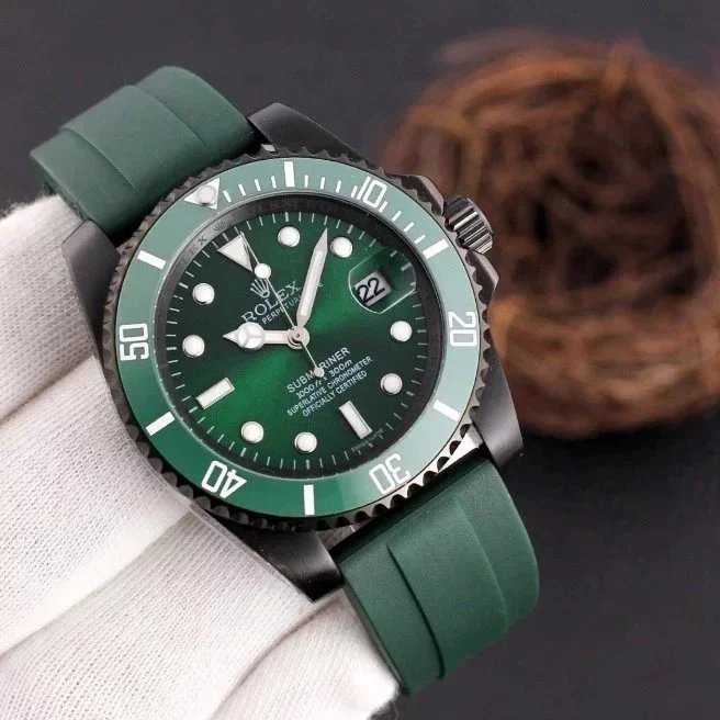 Rolex Submariner Date Green Dial Green Ceramic Bezel PVD Green Rubber Strap
