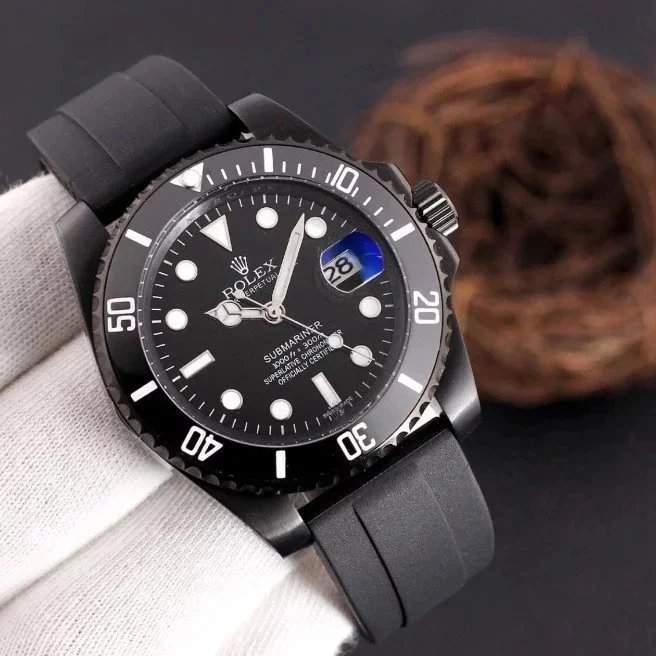 Rolex Submariner Date Black Dial Black Ceramic Bezel PVD Black Rubber Strap