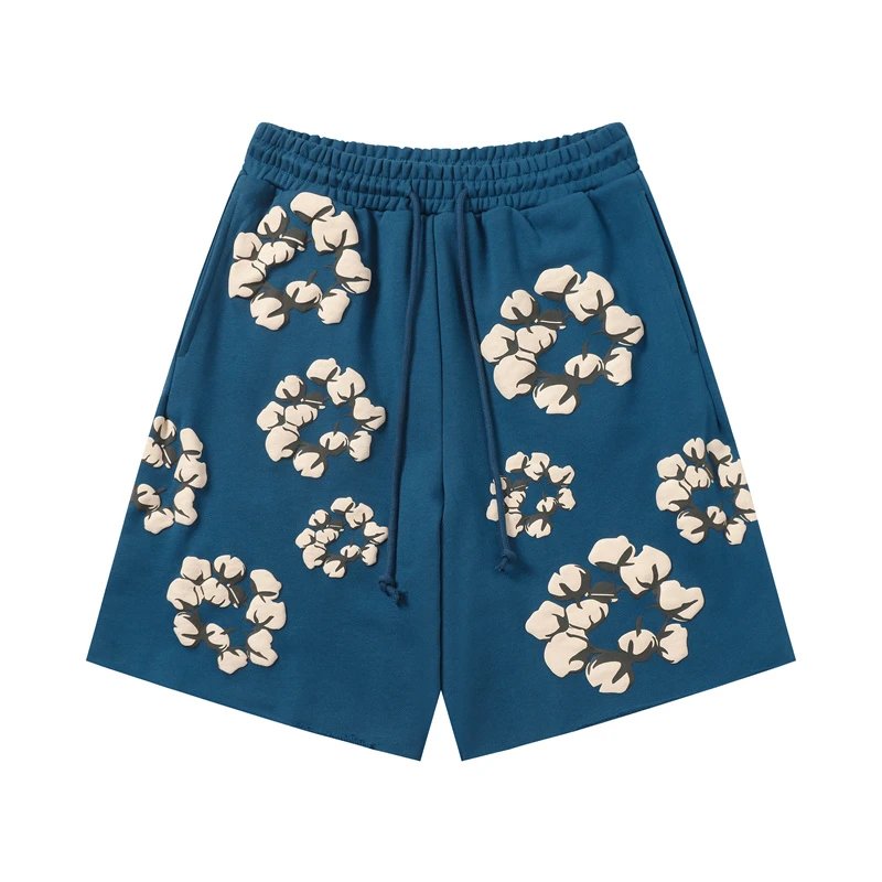 Denim Tears Cotton Flower Shorts Blue/Cream