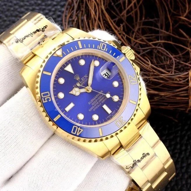 Rolex Submariner Date Blue Dial Blue Ceramic Bezel Full Yellow Gold Oyster Bracelet