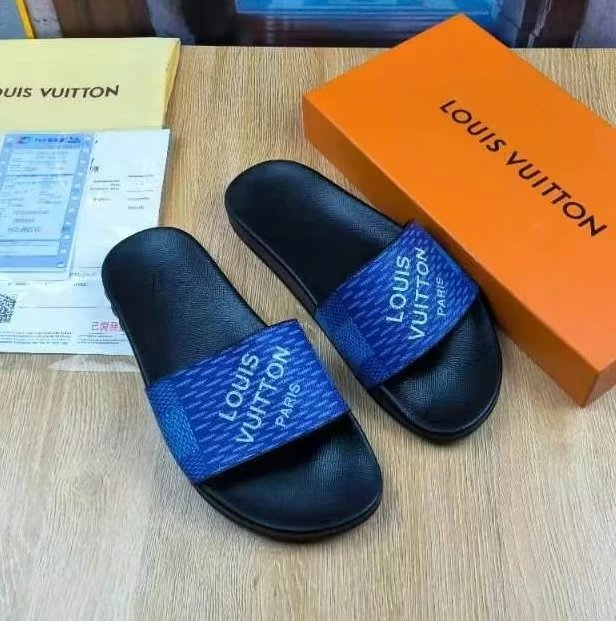 Louis Vuitton Waterfront Slides Blue Black Monogram