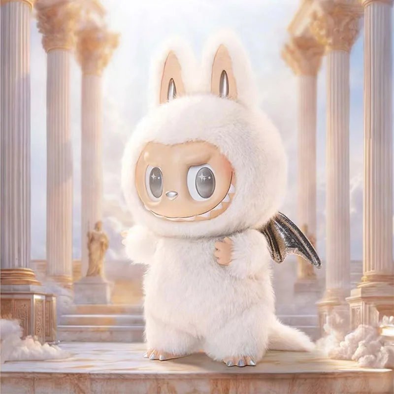 Pop Mart The Monsters Labubu White Bat Plush Figure Angel Edition with Wings