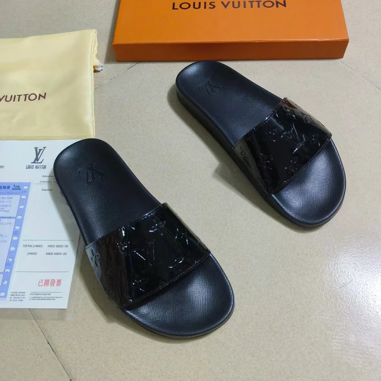 Louis Vuitton Waterfront Mule Slides Black Monogram