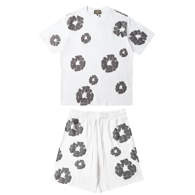 Denim Tears Grey Kapok Flower All-Over Print Short-Sleeve Shirt & Shorts Set