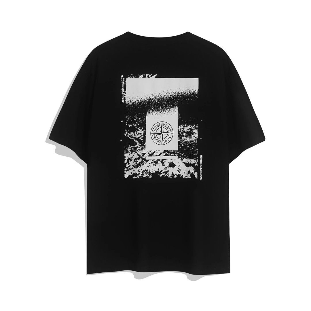 Stone Island Primavera Estate Compass Spray Print Tee Black White