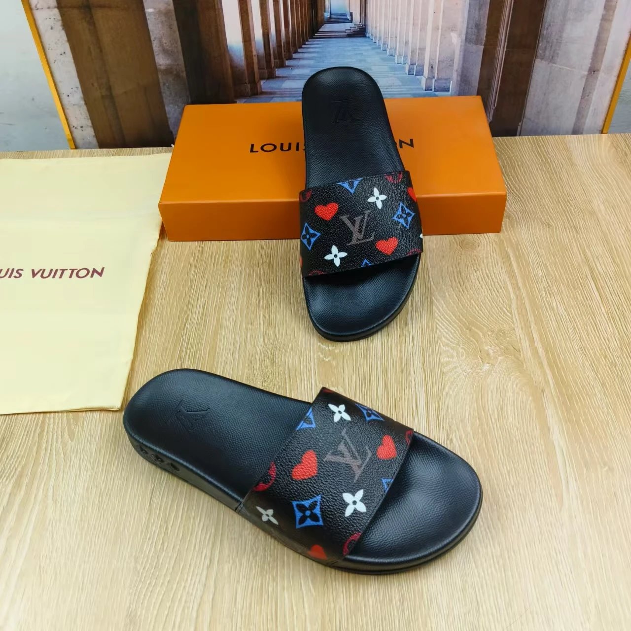 Louis Vuitton Waterfront Mule Slides Black Game On