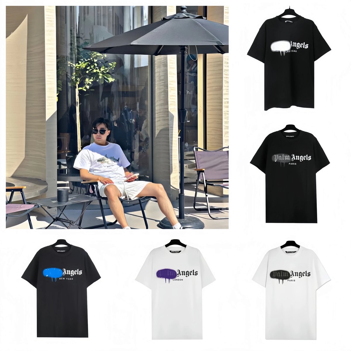 Palm Angels Gothic Logo Oversized T-Shirt Off-White product detail 2 in Litbuy spreadsheet finds
