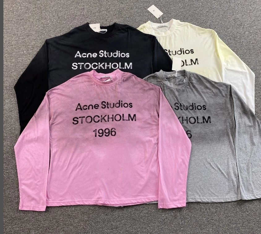 [DX208-1] Trendy Vintage Wash Letter Logo Long Sleeve T-Shirt