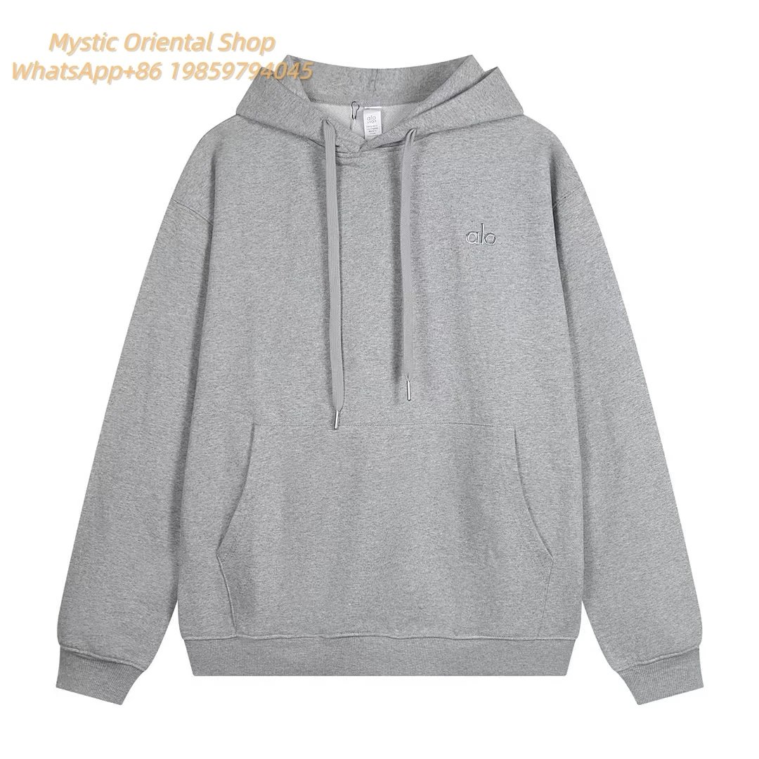 Al* High Quality Loose Fleece-Lined Hoodie with Drawstring Thick Straight-Leg Gym Sweatpants