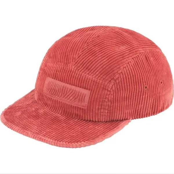 Off-White Corduroy Five-Panel Cap Coral Hats - 1