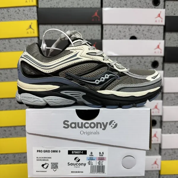 Saucony Pro Grid Omni 9 Black / Brown Sneakers Running Shoes - 1