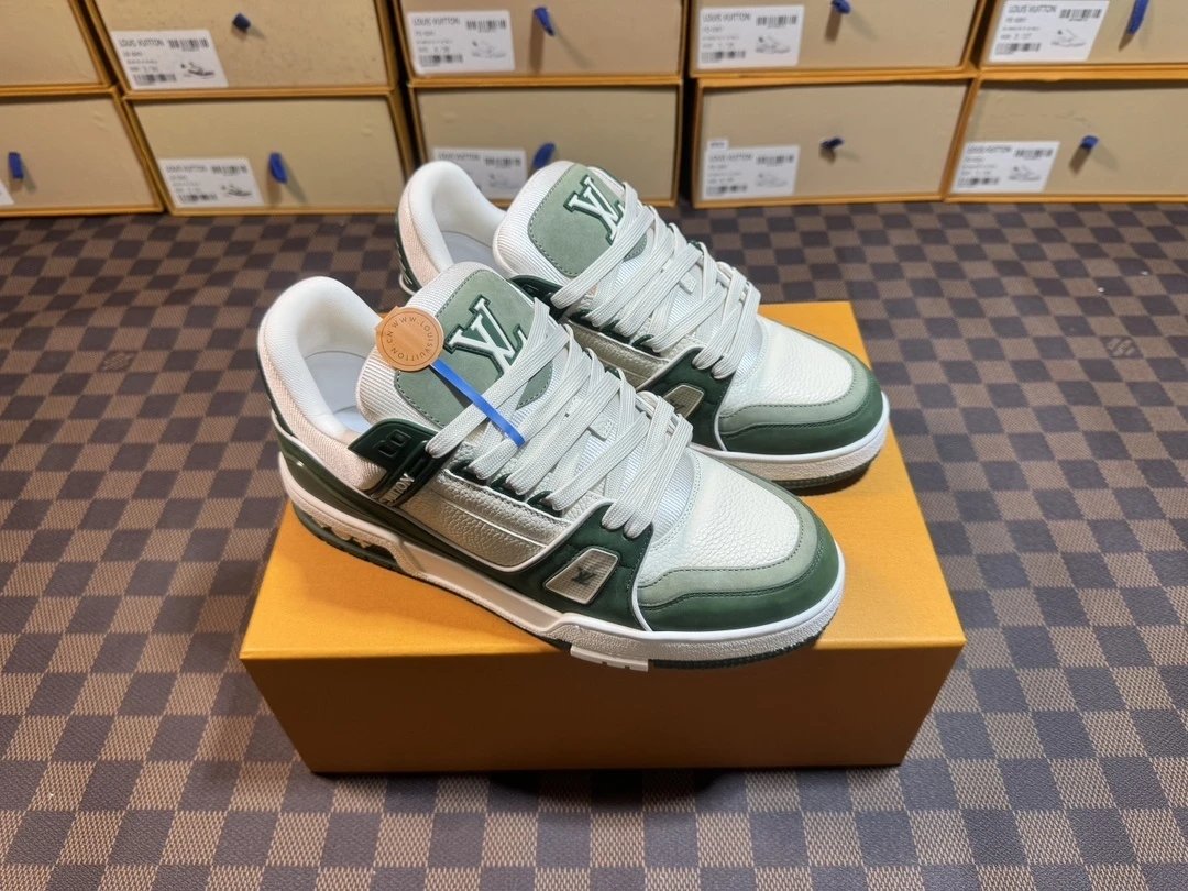 Louis Vuitton Trainer Low White Green Grey 1ABFB1