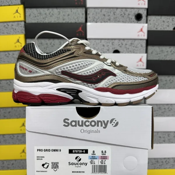 Saucony Pro Grid Omni 9 Brown Burgundy Running Shoes - 1