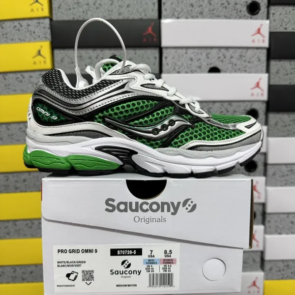 Saucony Pro Grid Omni 9 White / Black / Green Running Shoes - 1