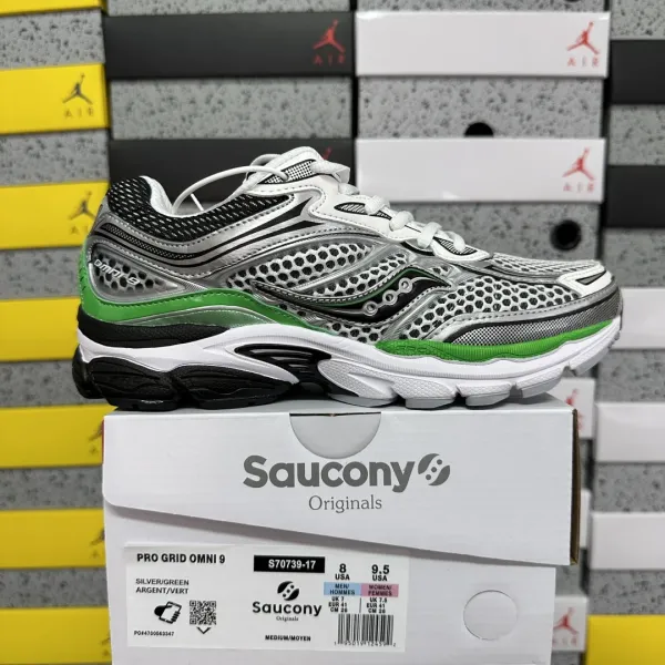 Saucony Pro Grid Omni 9 Silver / Green Running Shoes - 1