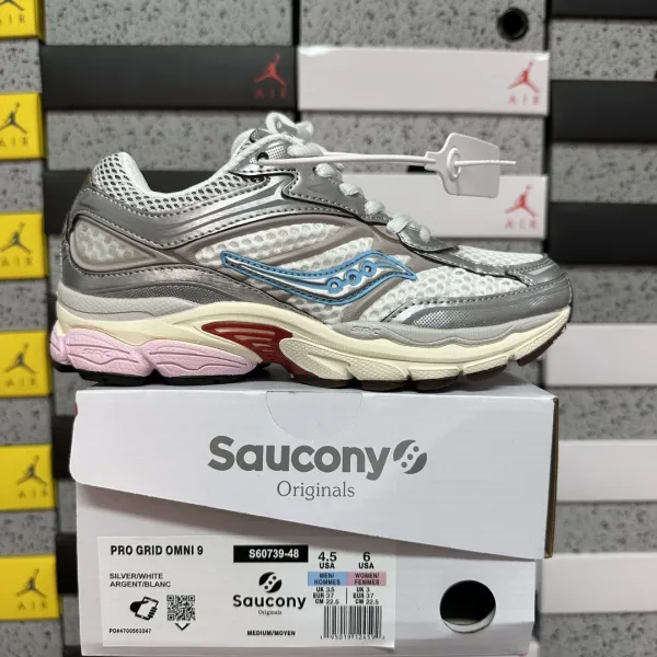 Saucony Pro Grid Omni 9 Silver / White Pink Running Shoes - 1