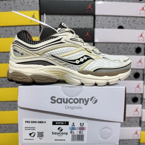 Saucony Pro Grid Omni 9 White / Gray Sneakers Running Shoes - 1