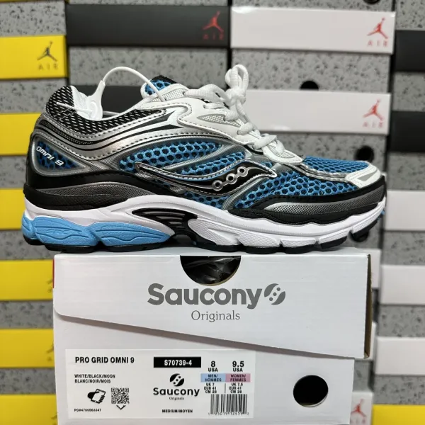 Saucony Pro Grid Omni 9 White / Black / Moon Blue Running Shoes - 1