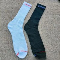two pairs of socks white and black