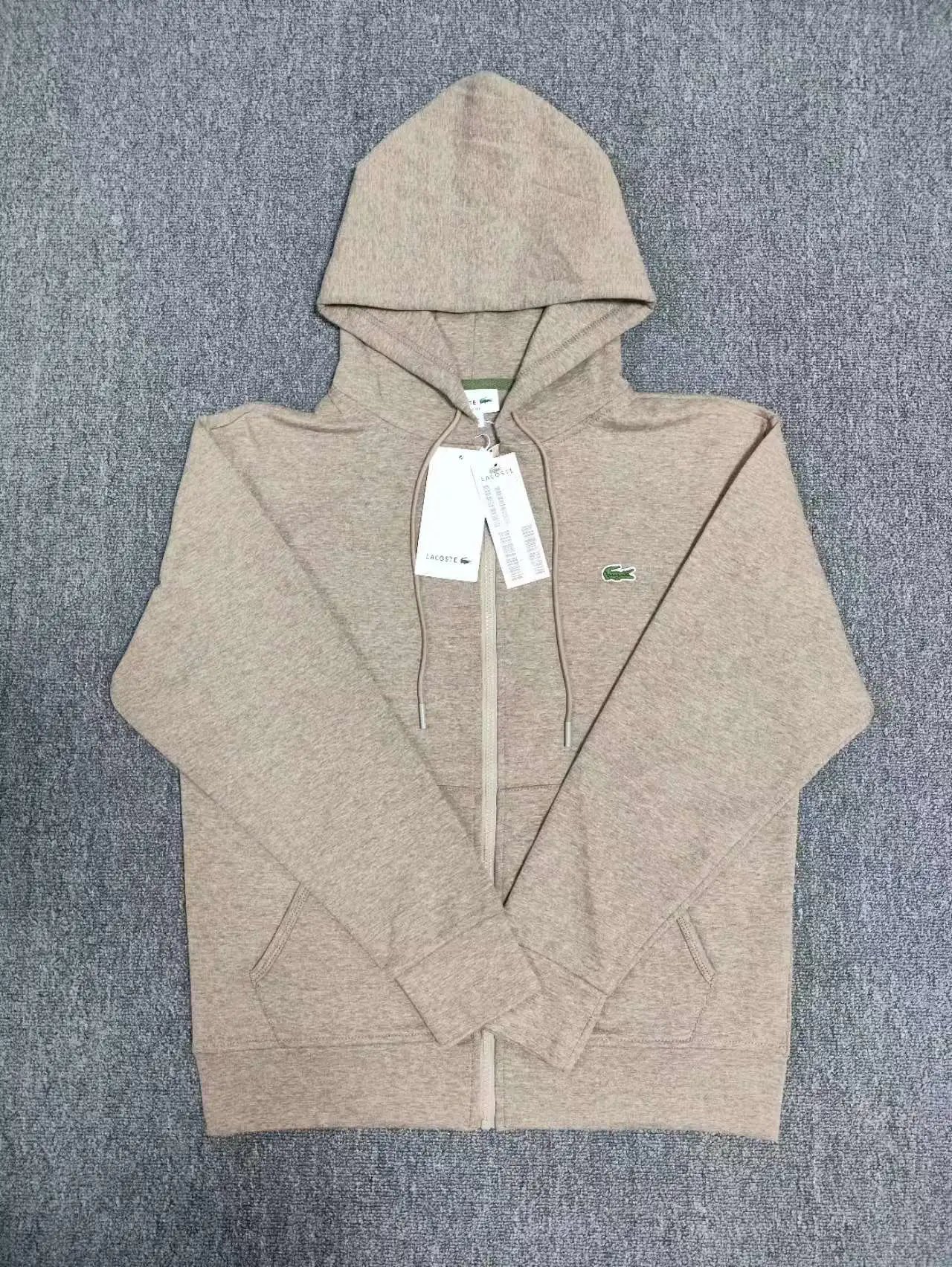 Lacoste Hoodie Full Zip Crocodile Logo Beige