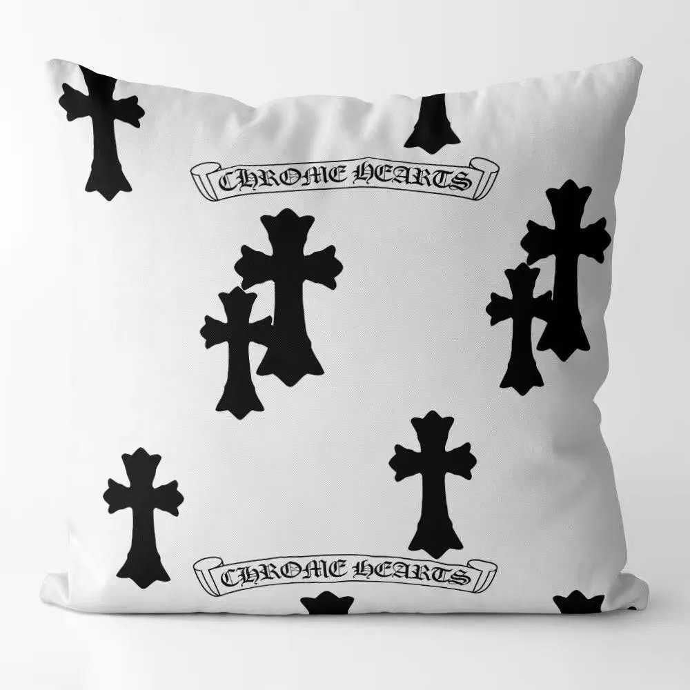 Chrome Hearts Cross Print Orange Decorative Pillow - 6