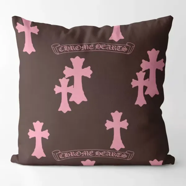 Chrome Hearts Cross Print Orange Decorative Pillow - 4