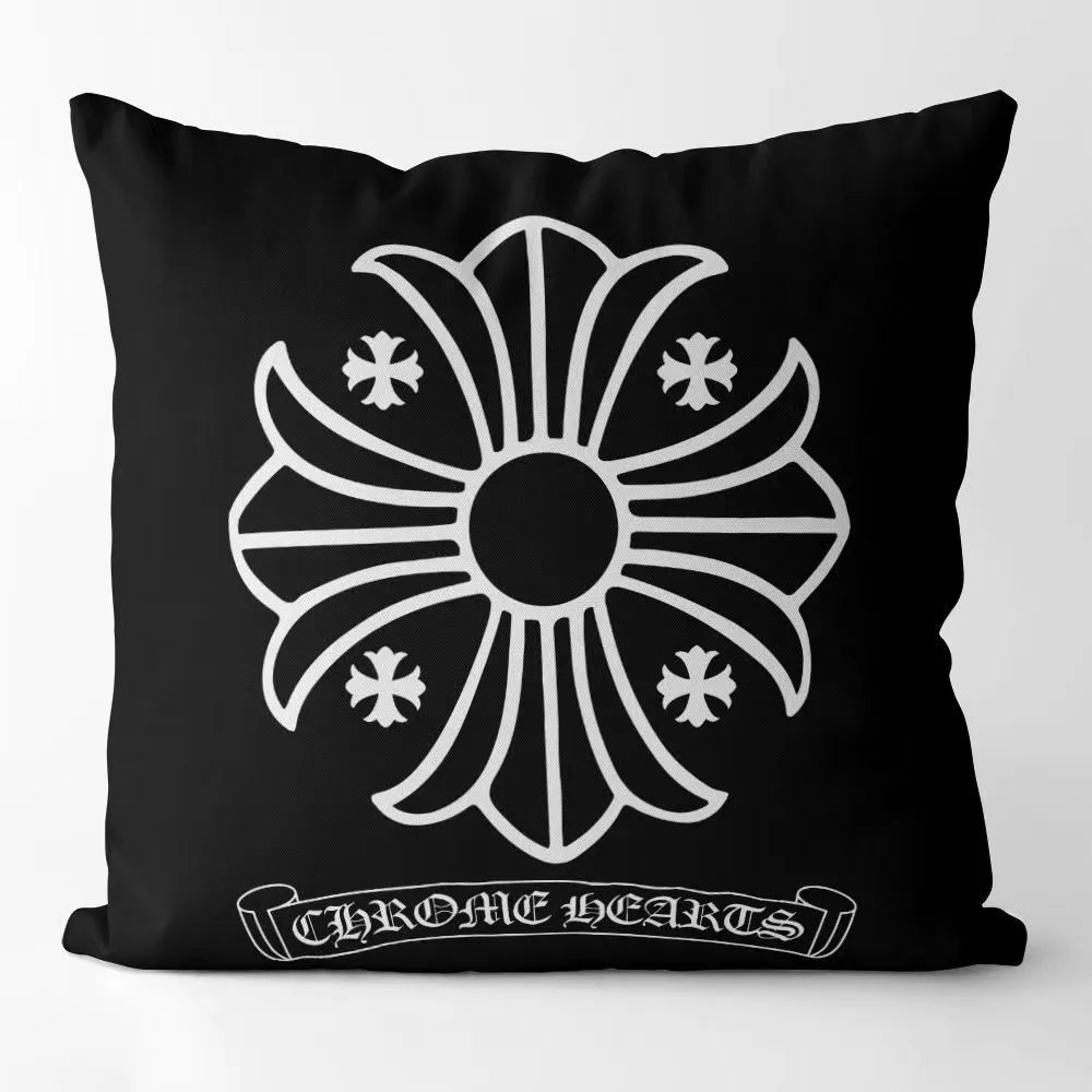 Chrome Hearts Cross Print Orange Decorative Pillow - 5