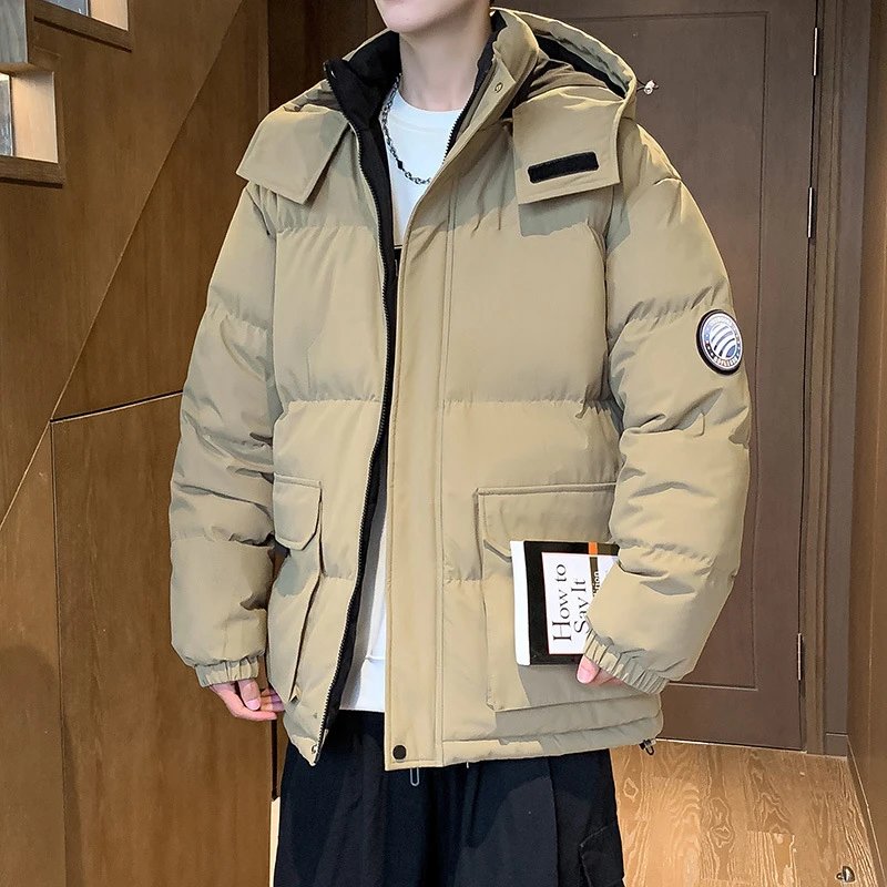 冬季纯色休闲简约立领加厚百搭棉衣