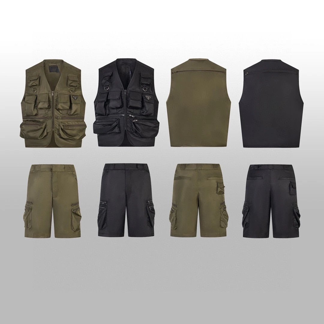Prada Olive Cargo Shorts and B
