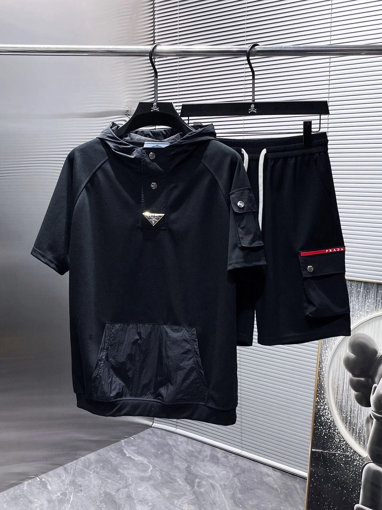 Prada Black Hooded Short Sleev