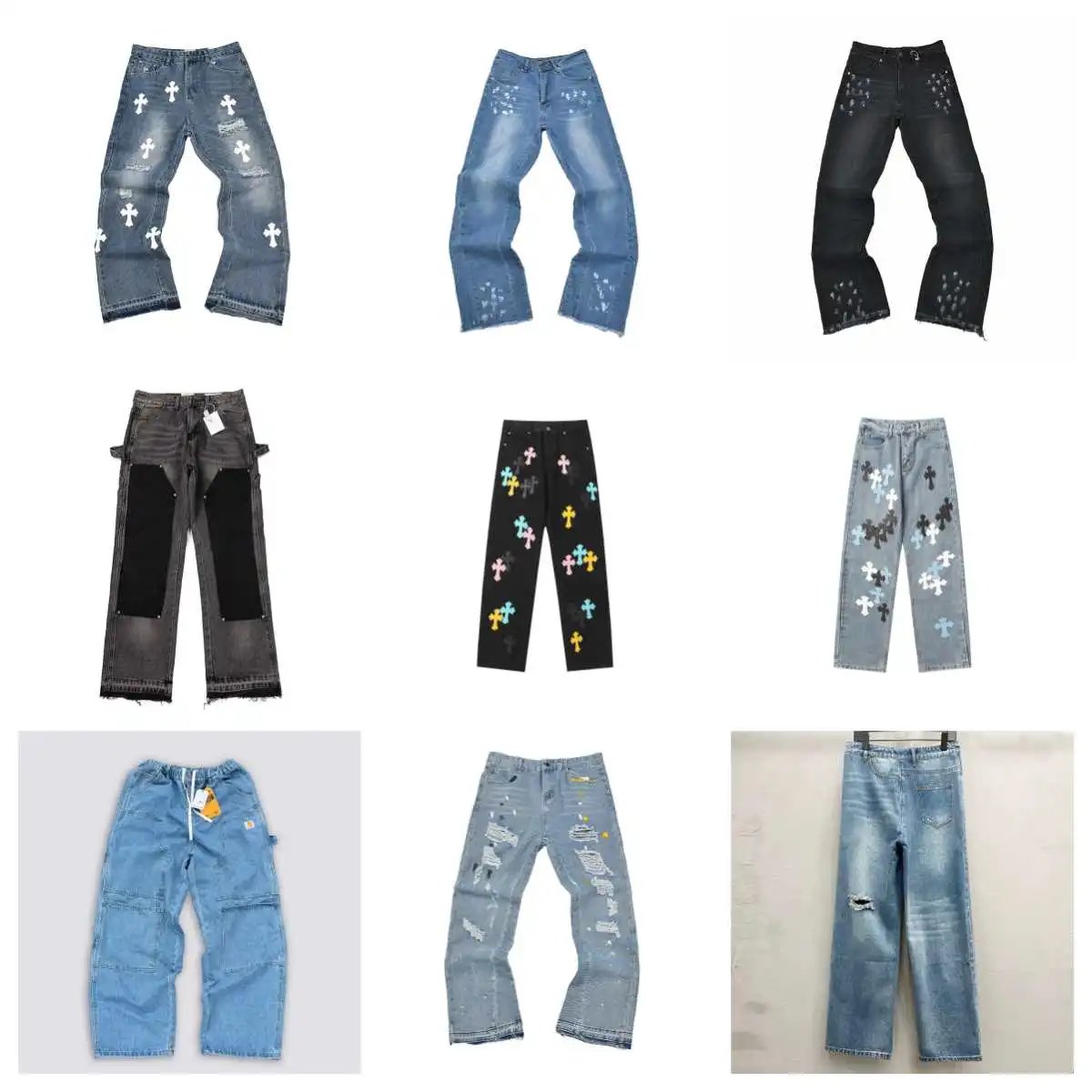 Cross-Embroidered Distressed D