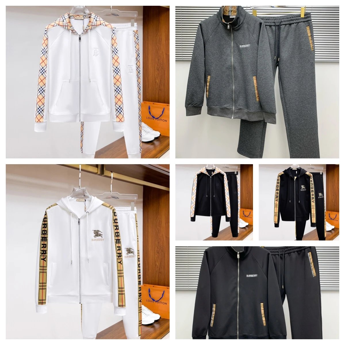 Burberry Check-Trim Hoodie & J