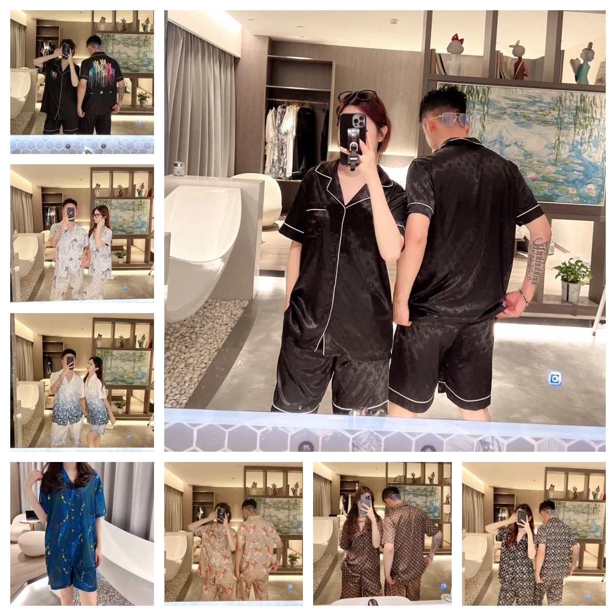 LV Monogram Silk Pajama Set [8