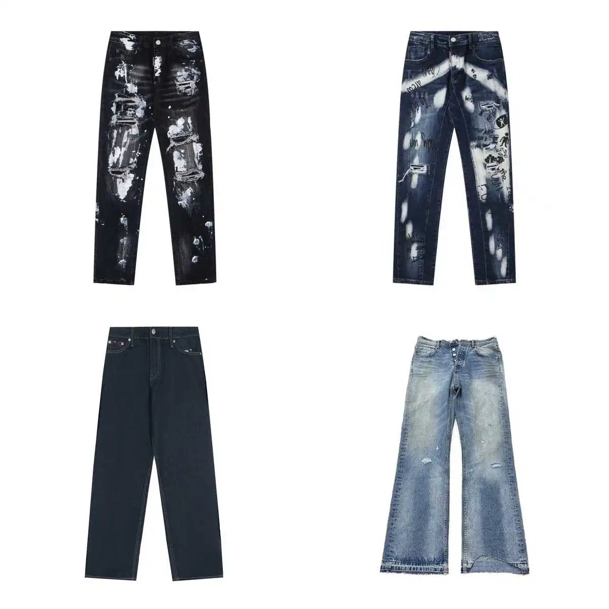 Distressed Graphic Denim Jeans