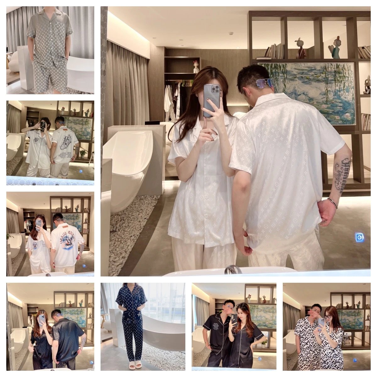 LV Monogram Silk Pajama Set [8