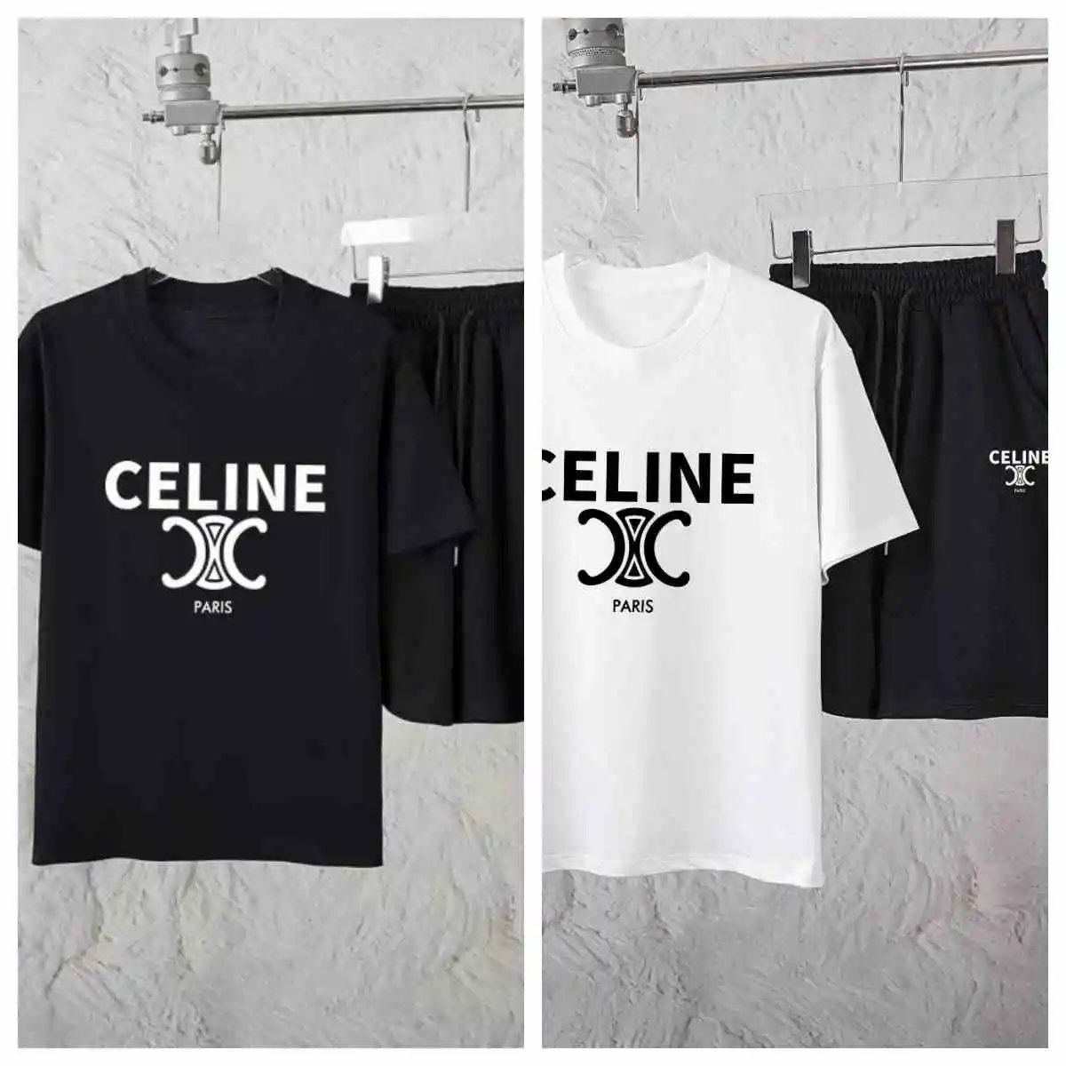 Celine Logo T-Shirt/Shorts Set