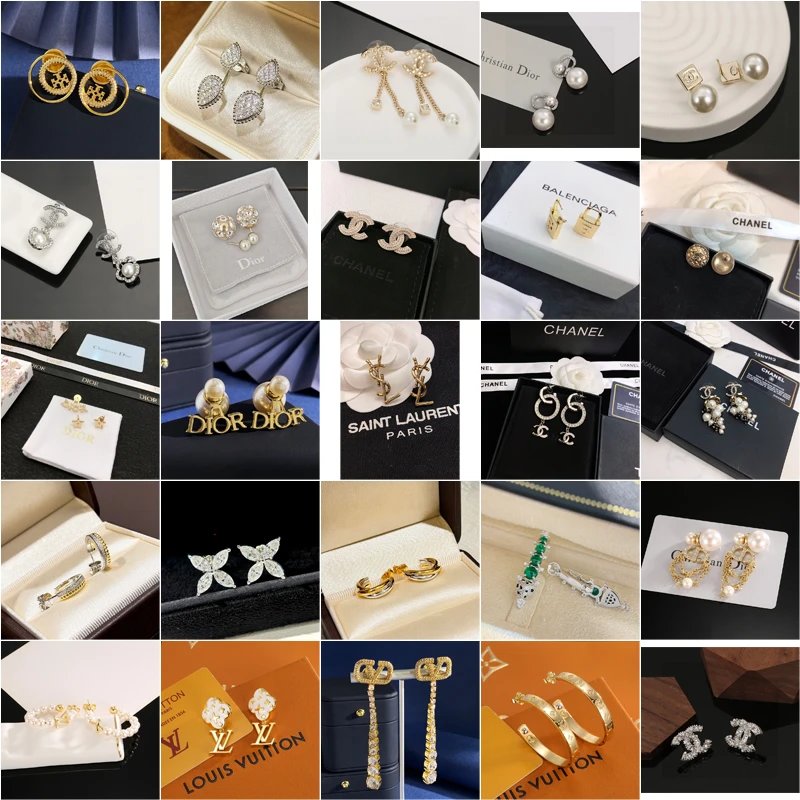 Luxury Brand Gold and Pearl Earrings Set