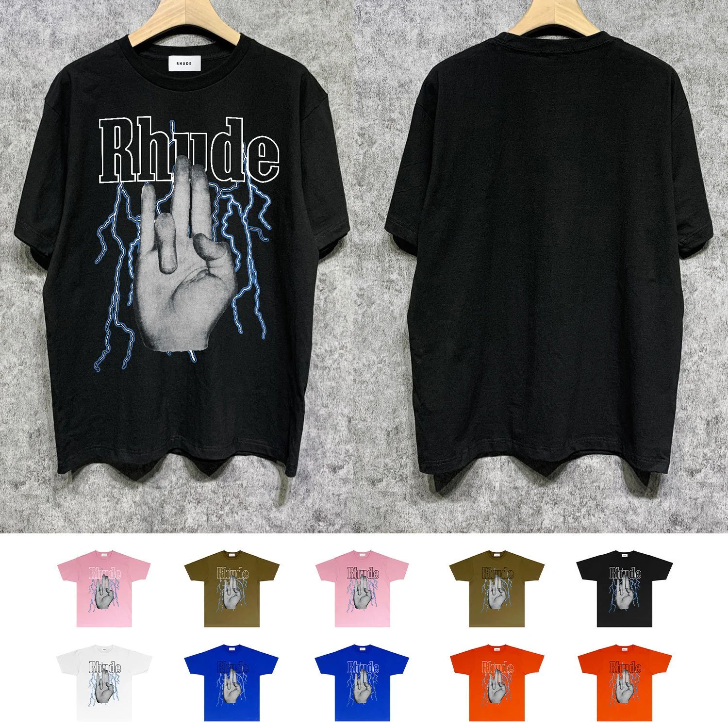 Rhude Lightning Hand Graphic T