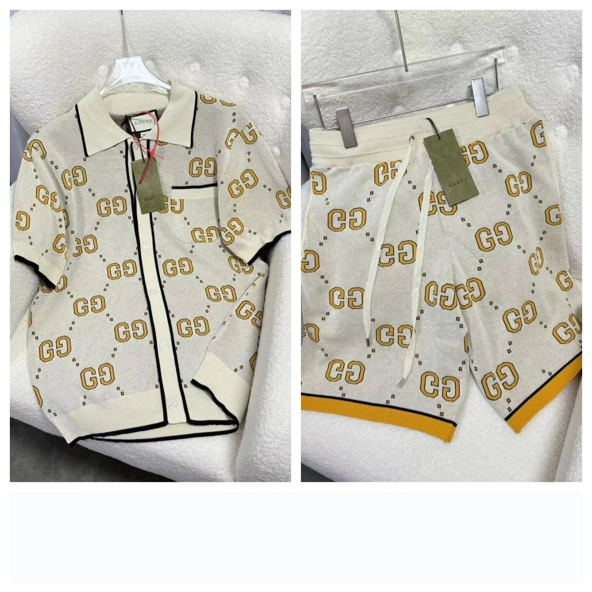 Gucci Beige GG Knit Cardigan a