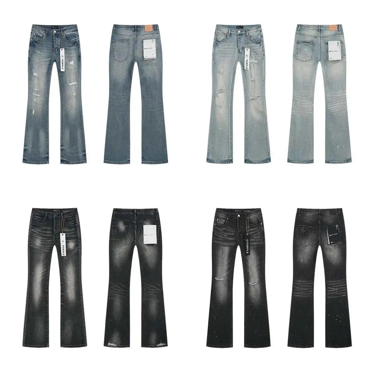 12Purple Flared Distressed Jea